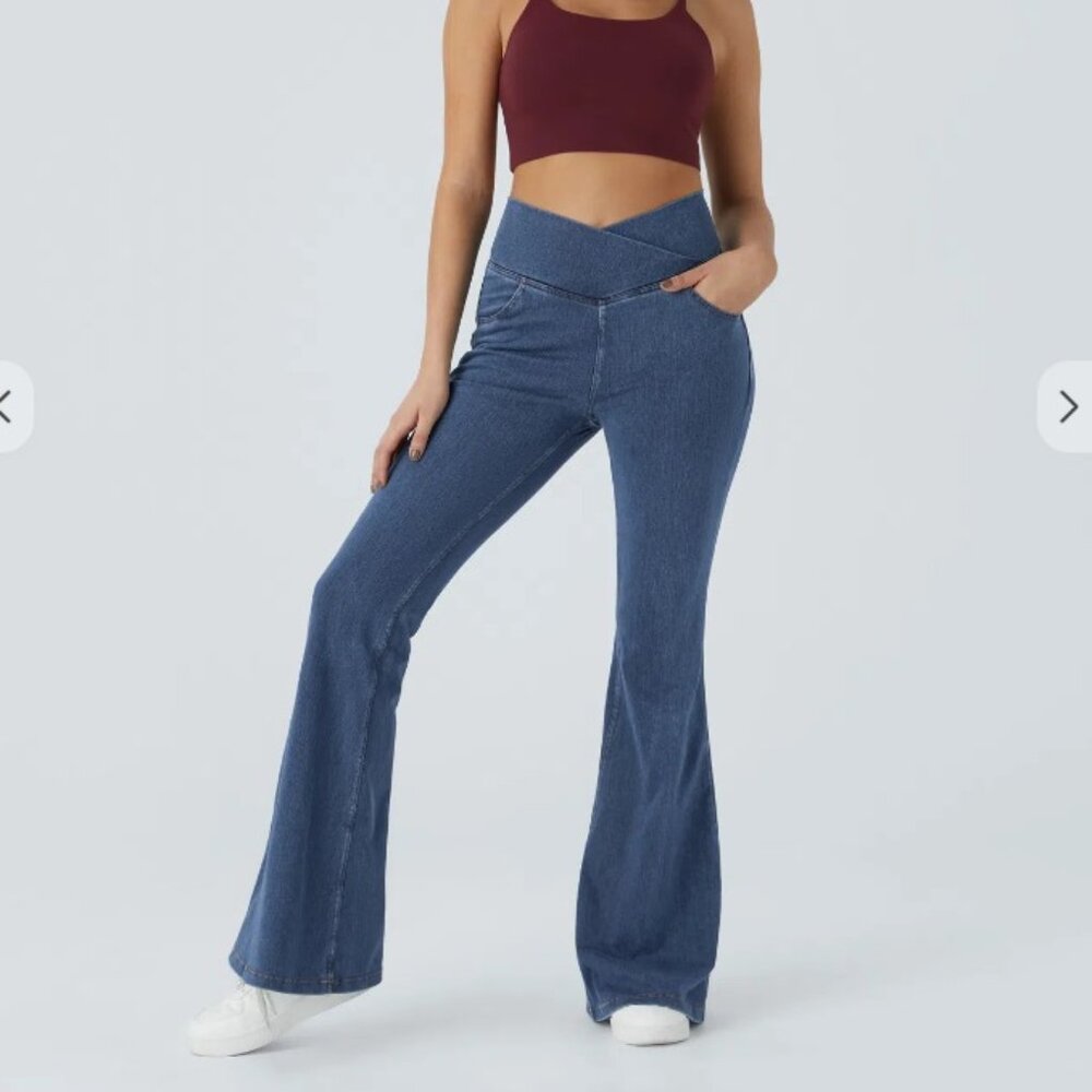 HALARA Blue Flare Wide Leg Jeans